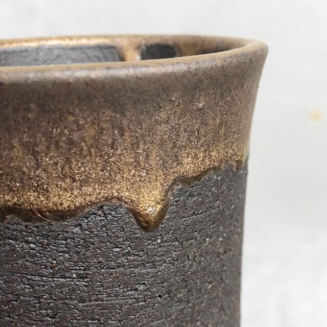 KAMIYAMA ZUNDO POT【金彩 3号】9cm×9.5cm かみ山陶器 植木鉢 寸胴