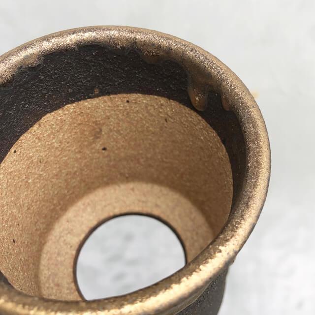 KAMIYAMA ZUNDO POT【金彩 3号】9cm×9.5cm かみ山陶器 植木鉢 寸胴
