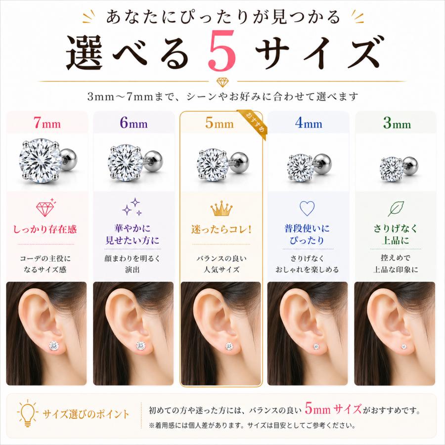 ピアス つけっぱなし アレルギー対応 一粒 サージカルステンレス316L