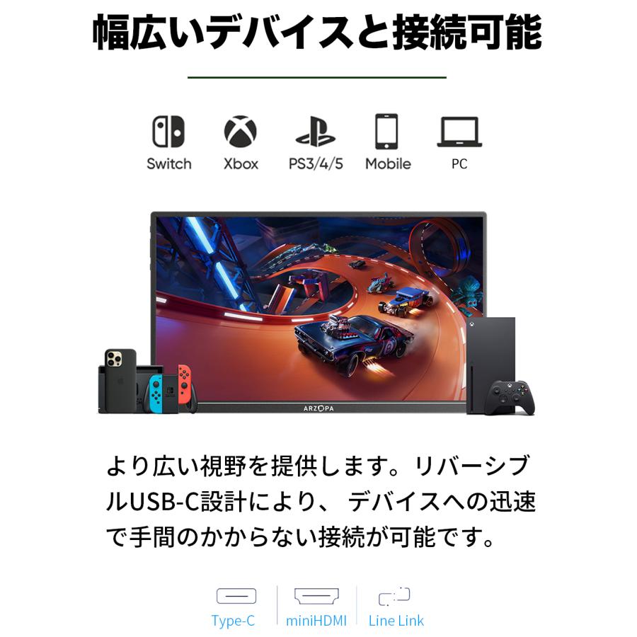 ★店長暴走半額セール！★モバイルモニター ディスプレイ ARZOPA 14インチ IPS 1920x1080 HDR HDMI モバイルディスプレイ 軽量 薄型 ゲーミング｜shalomshop｜02