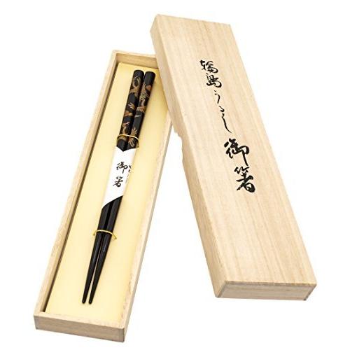 日本産 橋本幸作漆器店 箸 お箸 黒 22 5cm 日本製 輪島うるし塗装 天然漆 手描き蒔絵箸 天金仕上げ 瑞鳥 桐箱入り 誕生日 ギフト 格安即決 Kuljic Com