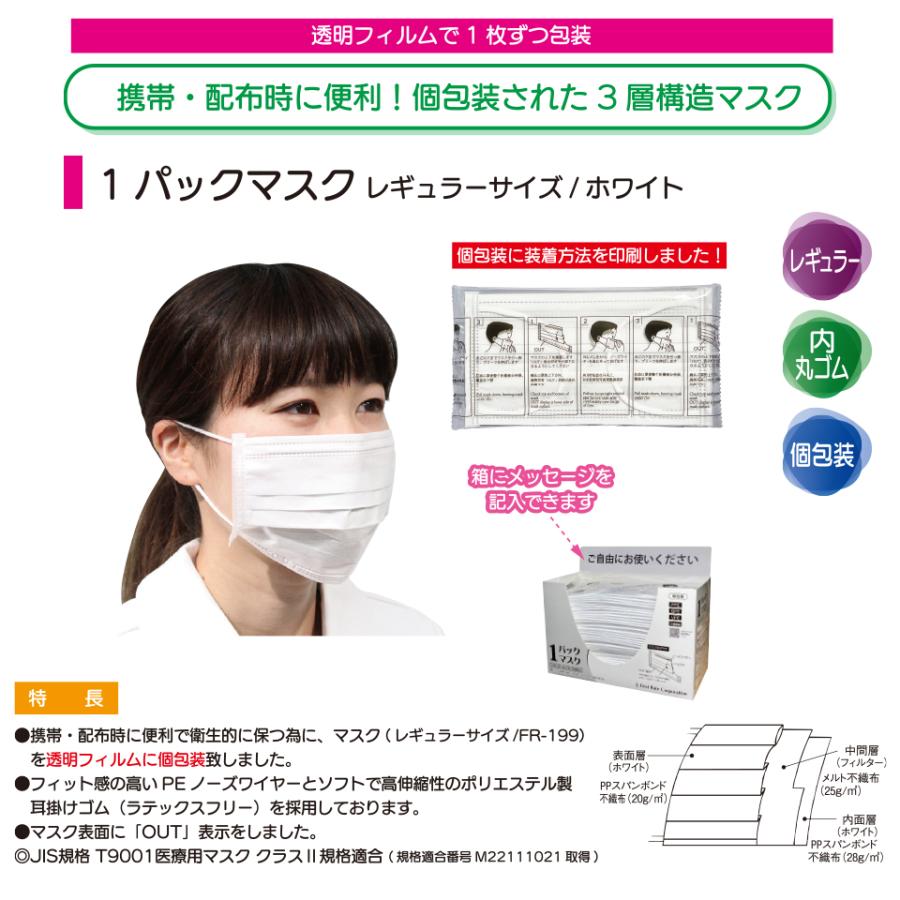 ファーストレイト 1パックマスク 個包装 JIS規格 クラス2 レギュラーサイズ 50枚入 40箱セット_1