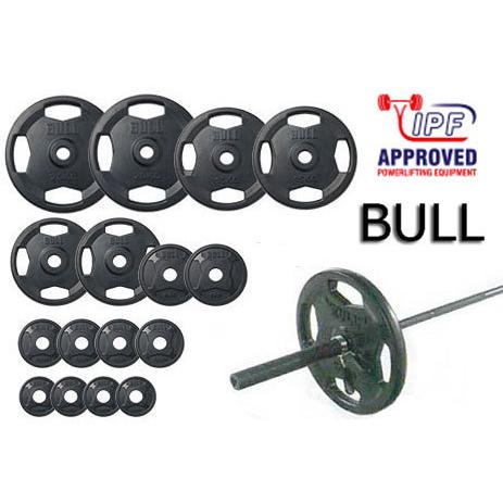 バーベル）BULL Φ50mmラバープレートセット175kgセット（シャフト:BL