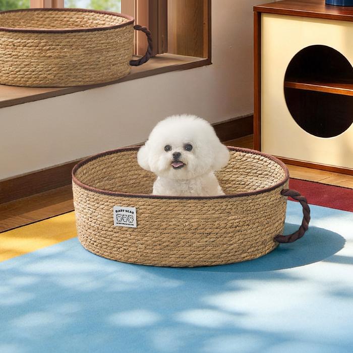 猫 ベッド 猫爪とぎ ペットベッド 猫の爪とぎ S M L 猫用 犬用 天然素材 ガマ編み ストレス解消 無害無臭 夏用 可愛い 耐久性 爪みがき ストレス発散 円型 |  | 09