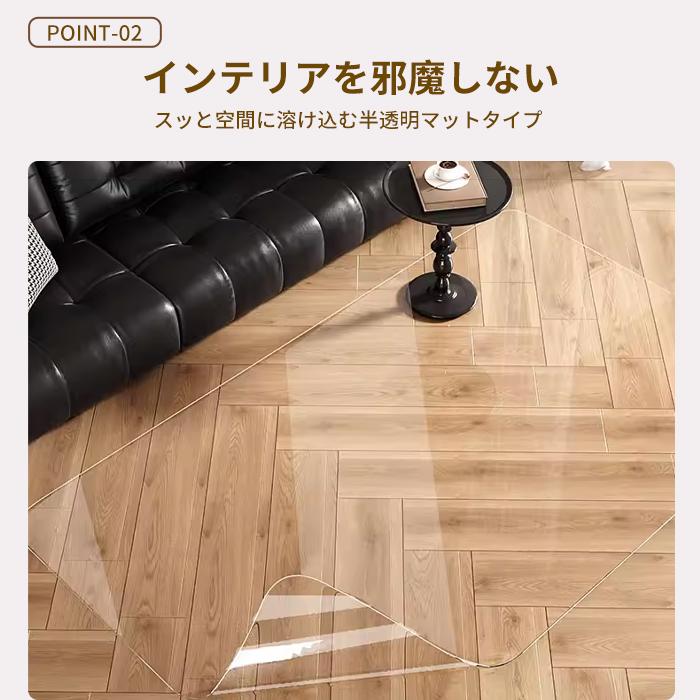 キッチンマット お手入れ簡単 半透明 L字型 フラット 2タイプ クリア 部屋 リビング ペット PVC 厚1.5mm チェアマット カットOK 傷 カビ 防止 撥水 床暖房対応 |  | 08