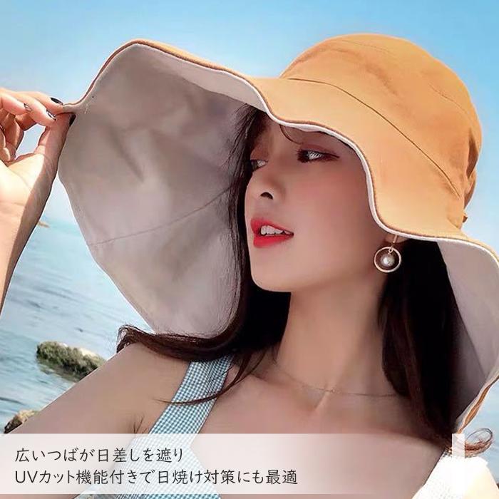 バッケトハット レディース 帽子 UVカット UV対策 つば広 両面用ハット 紫外線対策 日焼け対策 日よけ 折りたたみ 大きいサイズ 熱中症 飛ばない 運動会 |  | 09