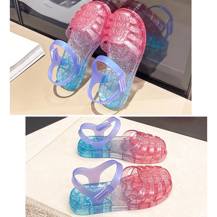 サンダル キッズ 女の子 ジェリーサンダル キラキラ プリンセスサンダル 子供靴 お姫様 柔らか バイカラー レインボー マジックテープ 屈曲性 アウトドア |  | 16