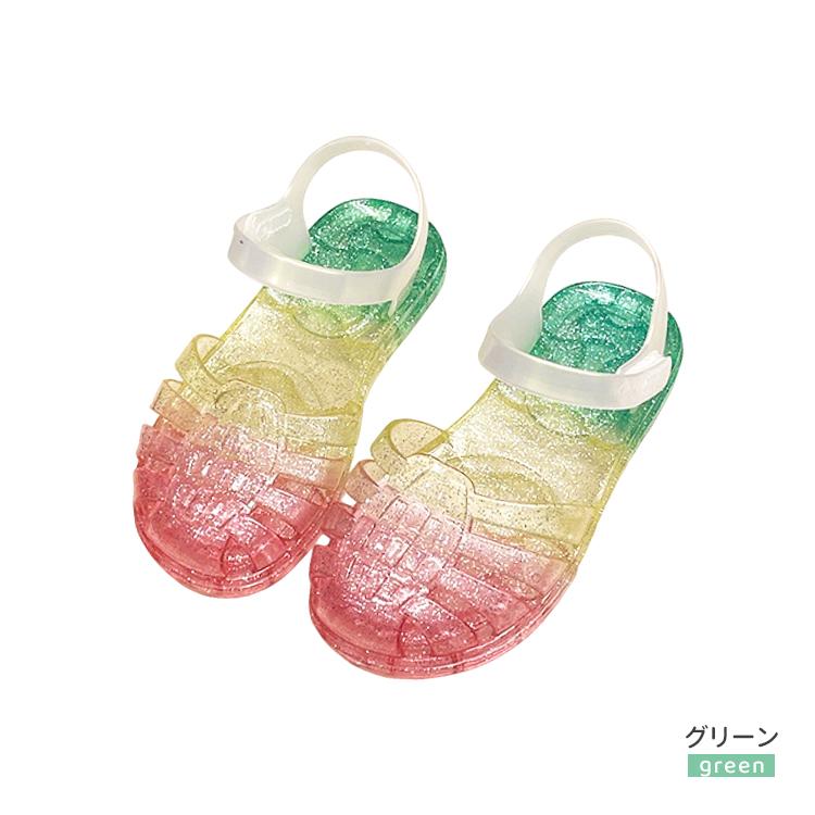 サンダル キッズ 女の子 ジェリーサンダル キラキラ プリンセスサンダル 子供靴 お姫様 柔らか バイカラー レインボー マジックテープ 屈曲性 アウトドア |  | 19