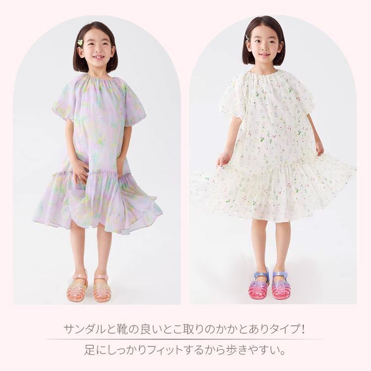 サンダル キッズ 女の子 ジェリーサンダル キラキラ プリンセスサンダル 子供靴 お姫様 柔らか バイカラー レインボー マジックテープ 屈曲性 アウトドア |  | 05
