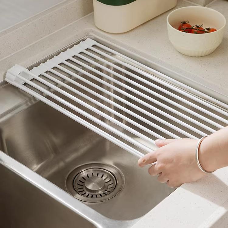 キッチン用品 台所 水切りラック シンク上 折り畳み水切り シリコン ラック カット可能 折りたたみ 錆びにくい耐熱 お手入れ簡単 新生活 抗菌 収納  M L 7色 |  | 20