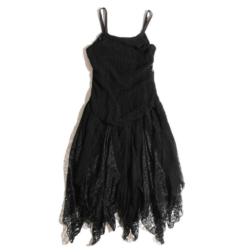 贈り物 French Vintage アメリカ買い付けの古着ヴィンテージワンピース Collezini キャミソールドレス ブラック ビーズワーク エンブロイダリー トップス Quality Pc Be