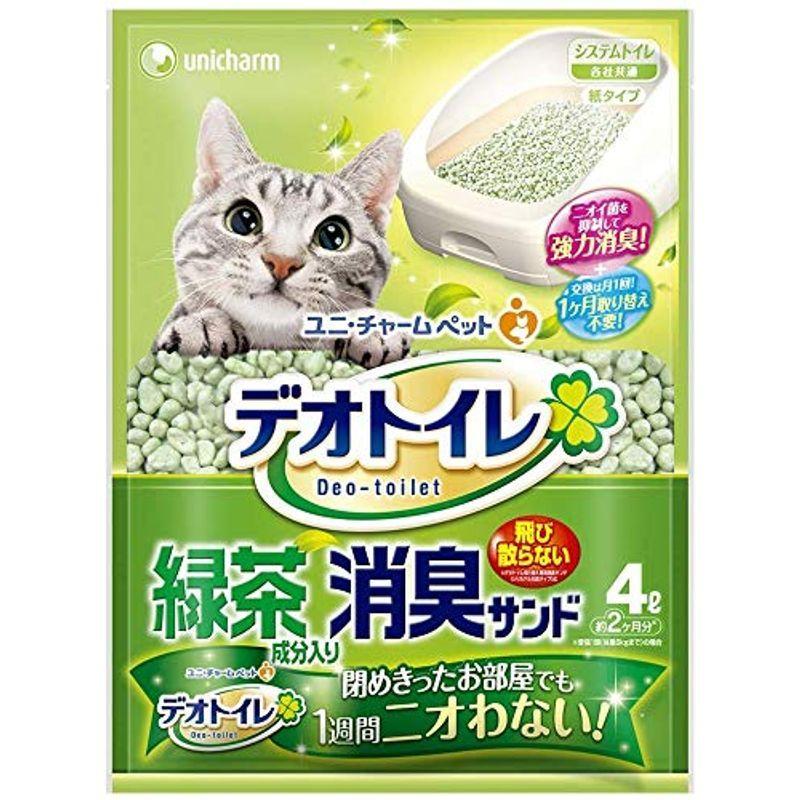 セット販売1週間消臭・抗菌 デオトイレ 飛び散らない緑茶成分入り消臭サンド 4L×4袋 猫雑貨