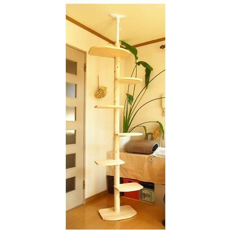 送料無料 ワイルドキャットタワー２WAY ひのき丸太（檜）仕様 天井高2.45~2.60用 一台で木登りとステップタワー組合せ自由自在 国産職人手作り 【W2963232880】(17705円)