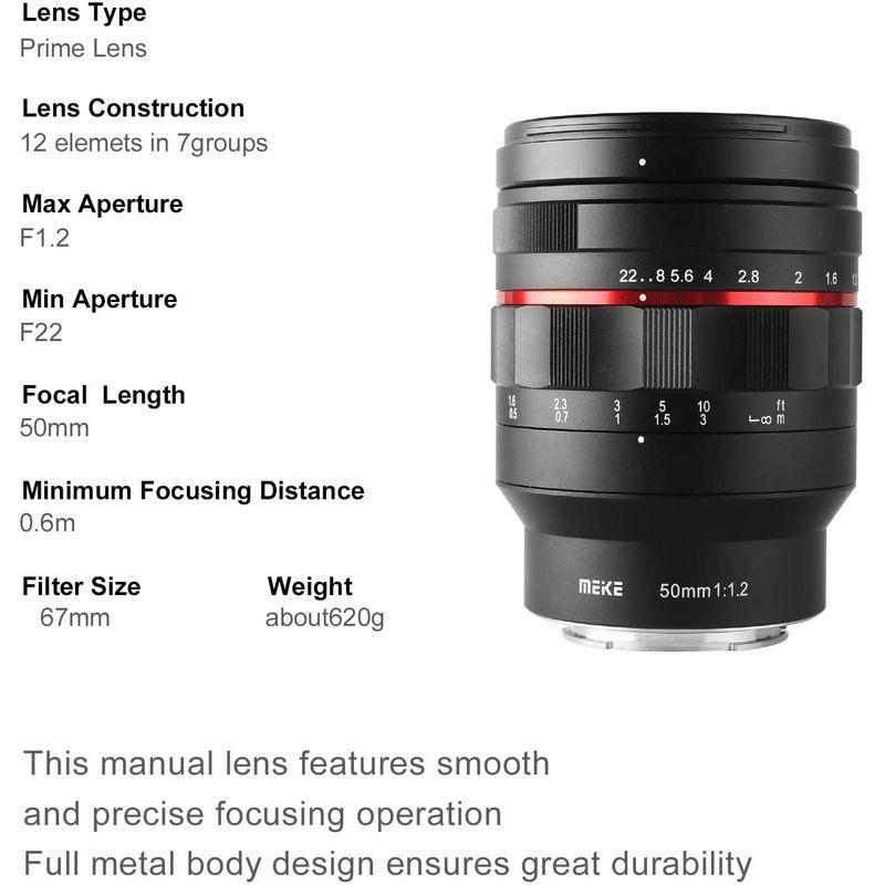 新品未使用！ Meike 50mm F1.2 大口径マニュアルフォーカスフルフレームレンズ Sony FE Eマウントミラーレスカメラ A7RIII A7 【PET7070531890】(25545円)