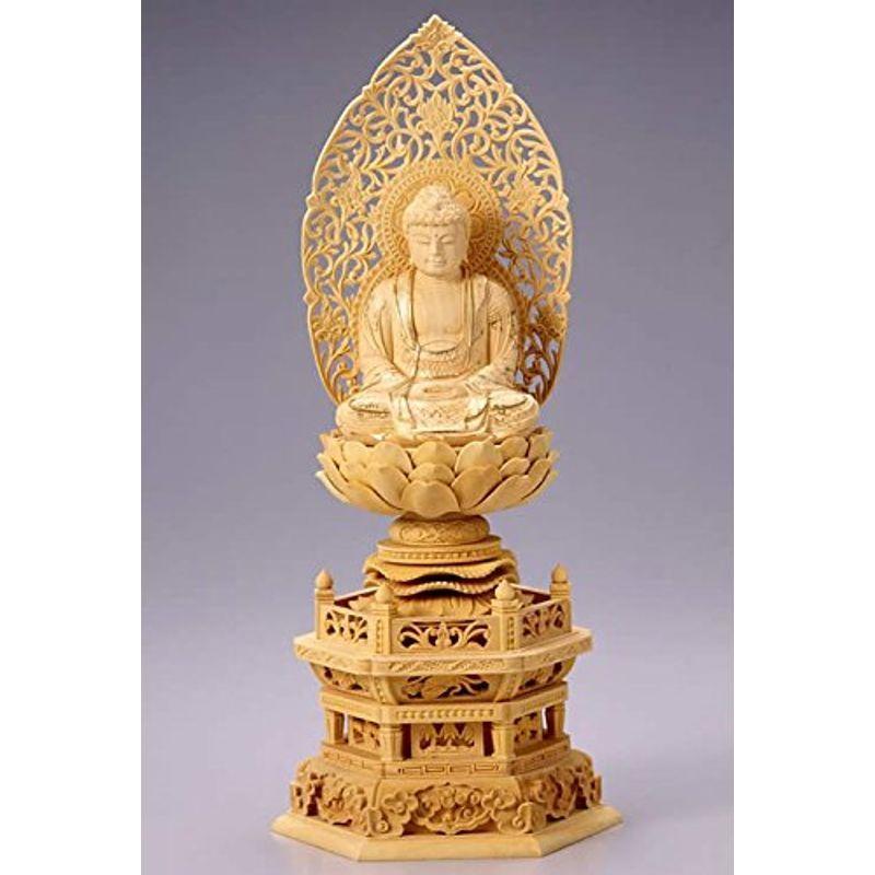 【高い素材】 仏像 座釈迦 釈迦如来(柘植/ツゲ・六角座) 3.0寸 仏像
