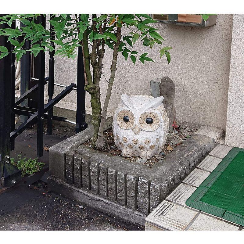 ふくろう 大サイズ 石像 置物 サビ石 ガーデニング