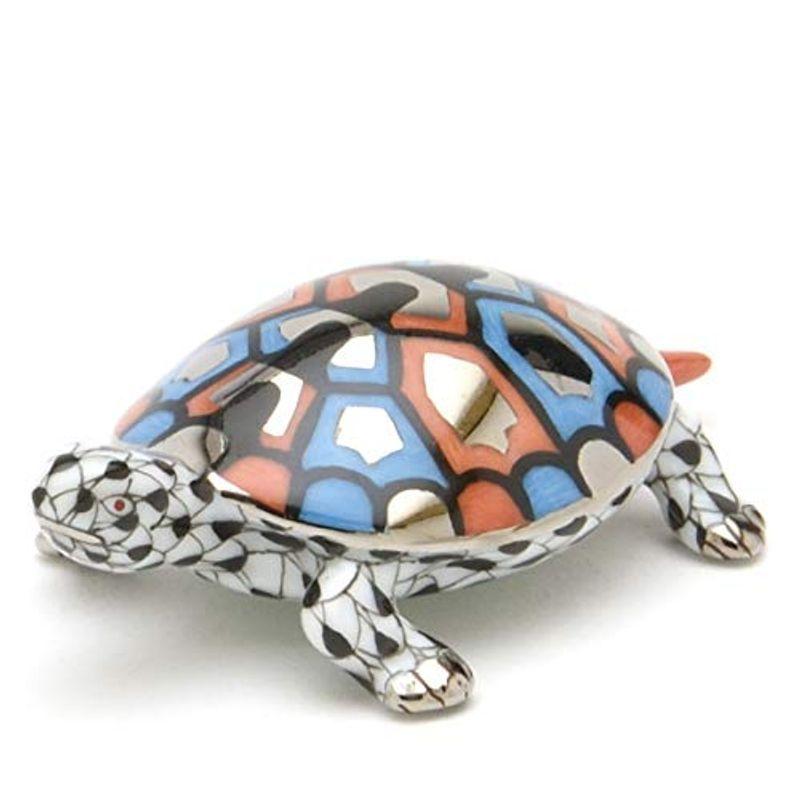 ヘレンド(Herend) 亀・孵化 緑色の鱗模様 金彩仕上げ フィギュリン