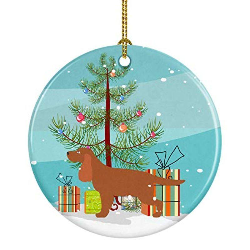Caroline S Treasures イングリッシュコッカースパニエル メリークリスマスツリーセラミックオーナメント マルチカラー クリスマスライト