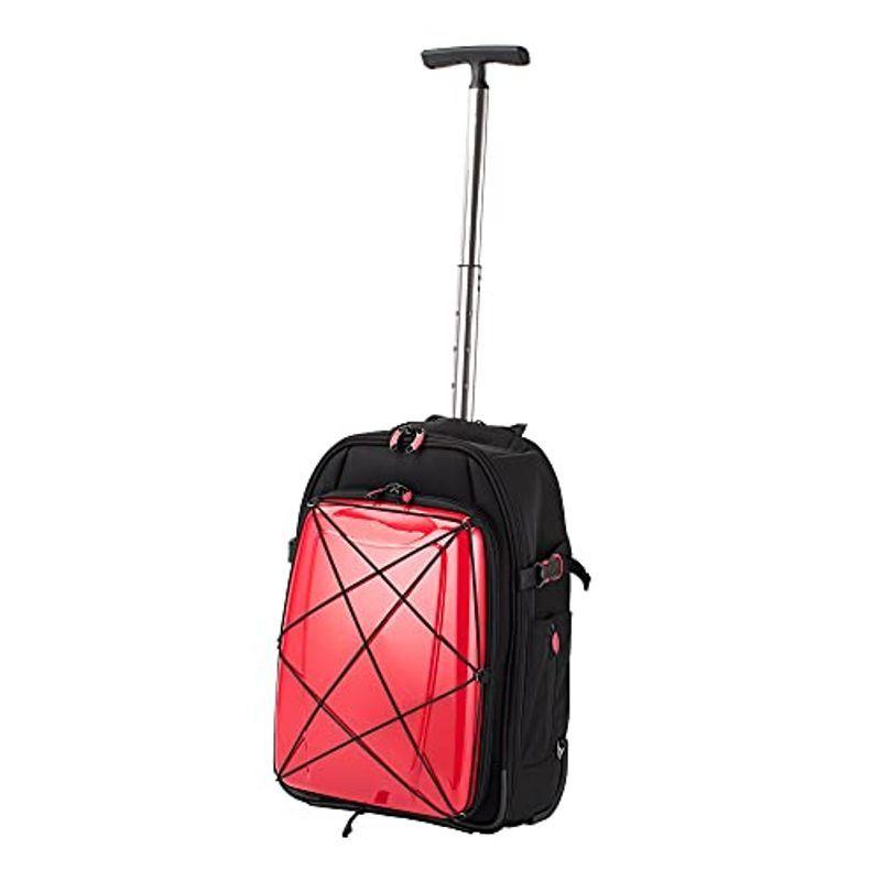 3WAY 機内持ち込み適合スーツケース HIDEO WAKAMATSU ハイブリッドギアトロリーS (レッド) 異素材MIXで近未来的な外観