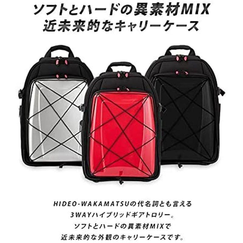 3WAY 機内持ち込み適合スーツケース HIDEO WAKAMATSU ハイブリッドギアトロリーS (レッド) 異素材MIXで近未来的な外観 機内持ち込み適合スーツケース HIDEO WAKAMATSU ハイブリッドギアトロリーS レッド 異素材MIXで近未来的な外観 　