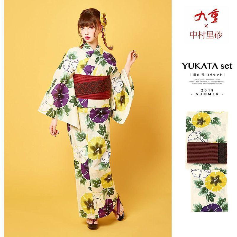 (ソウビエン) 浴衣2点セット 九重×中村里砂 白系 アイボリー 紫色 黄色 赤 朝顔 あさがお 花 レトロ 綿麻 夏祭り 花火大会 浴衣セ 　 ソウビエン 浴衣2点セット 九重×中村里砂 白系 アイボリー 紫色 黄色 赤 朝顔 あさがお 花 レトロ 綿麻 夏祭り 花火大会 浴衣セ