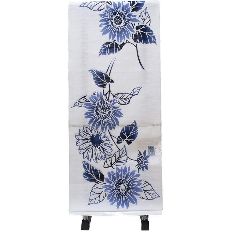 竺仙 浴衣 反物 ゆかた 綿絽 白 地 向日葵 (2021-1008) 着物、浴衣