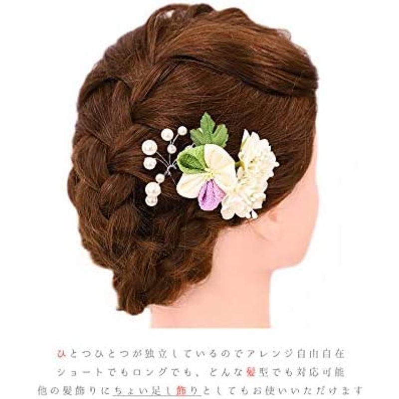 在庫限り 髪型 パール ちりめん 白 薄紫 紫 渋緑 緑 袴 振袖 花 成人式 髪飾り ヘアスタイル No 9 3674 ドライフラワー ヘアアレンジ かんざし 髪飾り qhema Com
