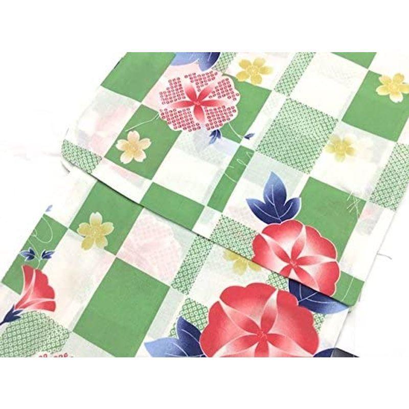 USED FaceGirl女物浴衣 仕立上がり 白 緑 市松 朝顔 180612-2 【1895602290】(11328円)