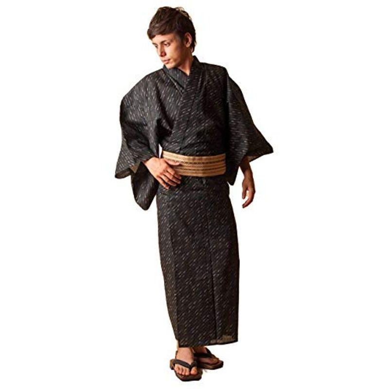 浴衣+帯+下駄+腰紐IKS COLLECTION高級モダン絣・男性用お仕立て上がり浴衣4点セット(黒・LLサイズ) お土産・買い物 楽天市場| 送料弊社負担|浴衣 メンズ浴衣4点セット浴衣下駄+ |送料弊社負担|浴衣 メンズ浴衣4点セット日本製高級綿麻生地使用・IKS COLLECTIONモダン絣・ 男性用お仕立て上がり浴衣4点セット 国産生地 レトロ 正統派 メンズ ゆかた 和服 和装 おしゃれ 夏祭り 大人 父の日 プレゼント