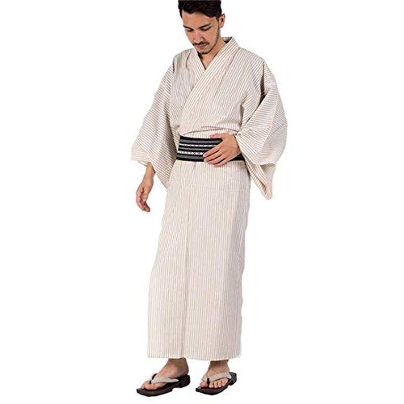 88%OFF!】 浴衣 帯 下駄 腰紐地付サッカー縞メンズゆかた 男性用お