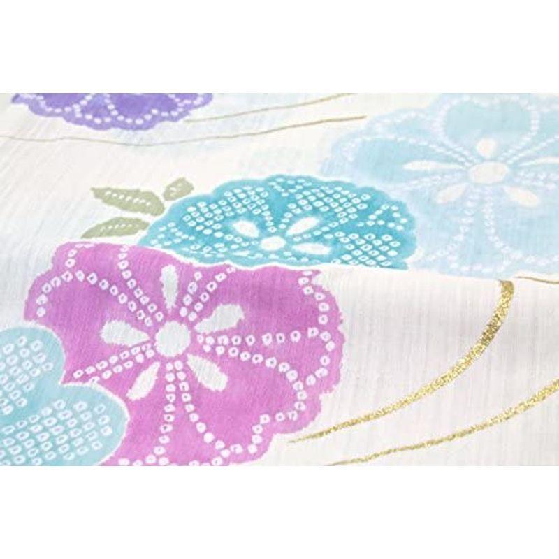 (ソウビエン) レディース浴衣 bonheur saisons 白 アイボリー 梅 花 鹿の子 綿麻 ラメ 　 ソウビエン レディース浴衣 bonheur saisons 白 アイボリー 梅 花 鹿の子 綿麻 ラメ 85% 綿，15% 麻