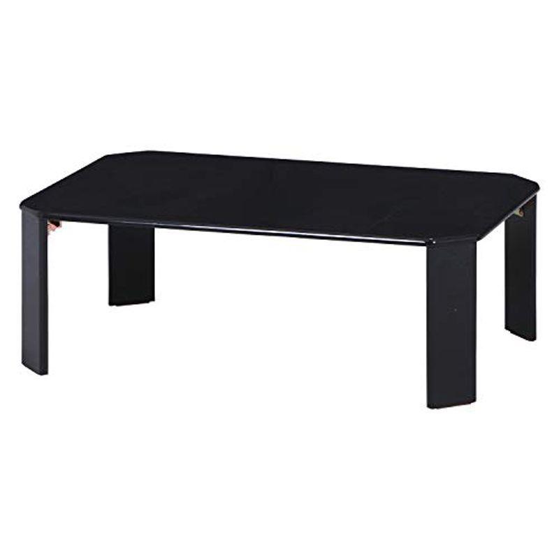 不二貿易 折りたたみ ローテーブル 幅75cm ブラック UV塗装 お手入れ簡単 ルーチェ 12846
