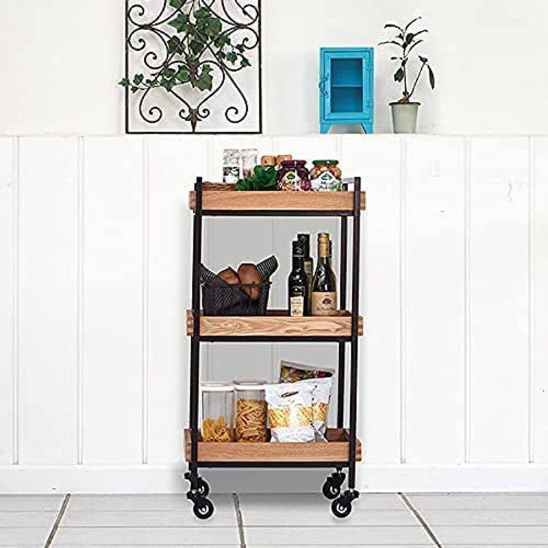 エイジングウッドワゴン3段 ダークブラウン 幅45×奥行33.5×高さ86.5cm エステワゴン ネイルワゴン 美容室ワゴン キッチンワゴン キッチンワゴン ダークブラウン エステワゴン ネイルワゴン 美容室ワゴン サロン 幅45×奥行33 5×高さ86 5cm 　