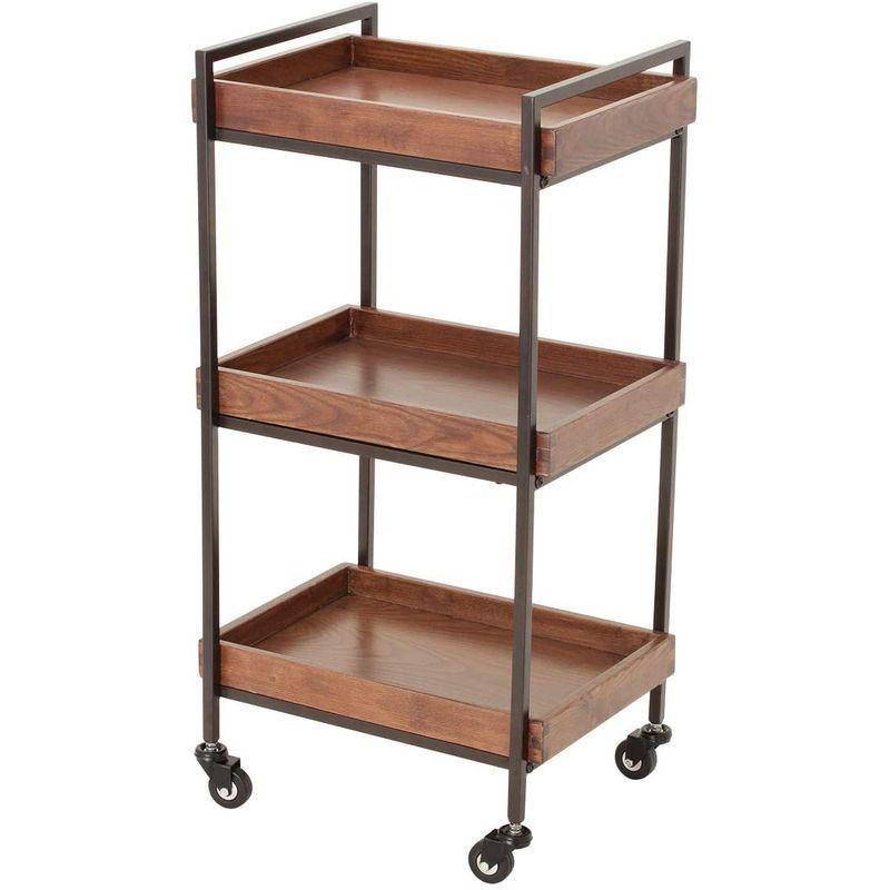 エイジングウッドワゴン3段 ダークブラウン 幅45×奥行33.5×高さ86.5cm エステワゴン ネイルワゴン 美容室ワゴン キッチンワゴン キッチンワゴン ダークブラウン エステワゴン ネイルワゴン 美容室ワゴン サロン 幅45×奥行33 5×高さ86 5cm 　