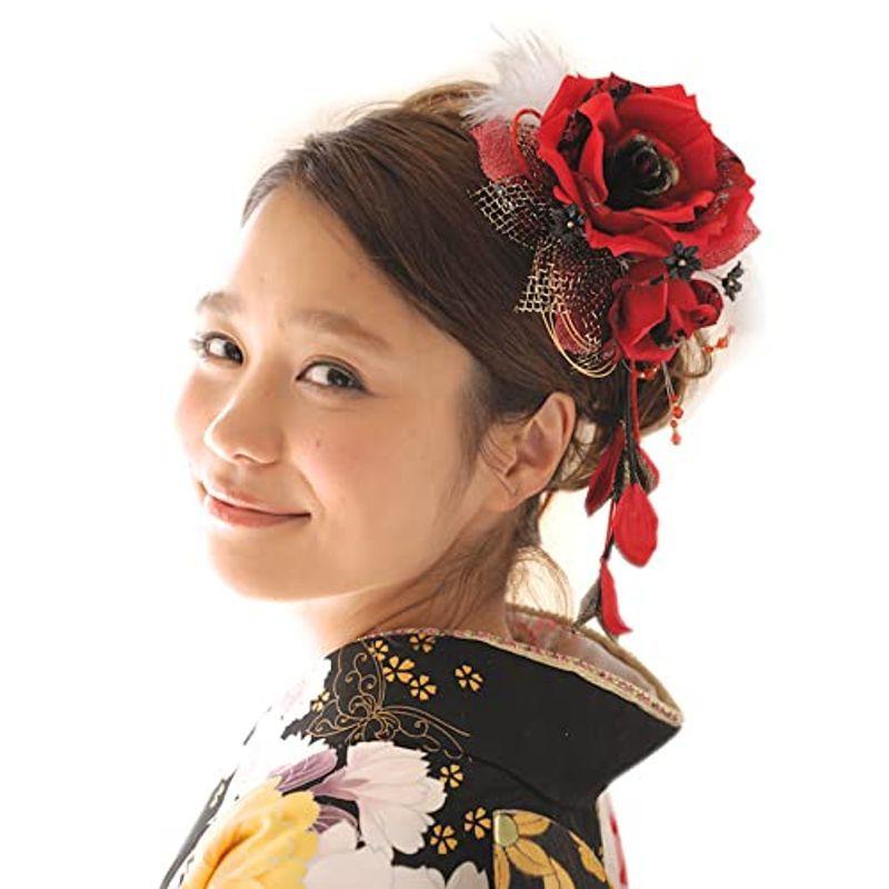 フルオーダー (ソウビエン) 髪飾り 成人式 卒業式 赤 レッド 薔薇 バラ