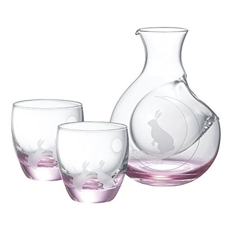 大塚硝子 ウサギ ガラス カラフェ酒杯 セット 16-756-5 カラフェ-約口径3.8×幅9.4×高さ12.5cm、丸酒杯-約直径5.7
