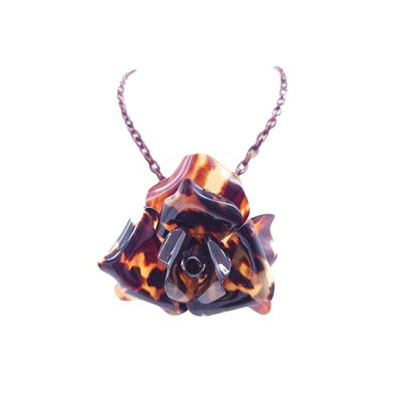 天然工房 べっこう屋さん 本べっ甲 バラフ 立体 バラ 薔薇 コサージュ フォーマル ブローチ兼用 ペンダント （pe-007)