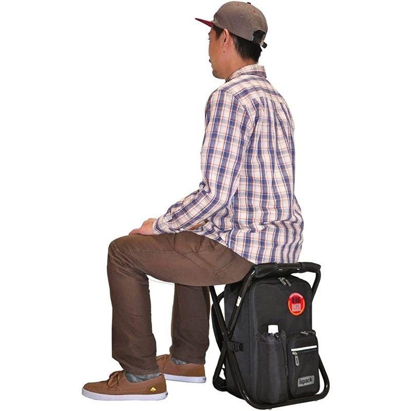 イスパック アウトドア 椅子付き リュック 2WAY ペットボトルポケット付き IS-4WD11 ブラック ナイロン アウトドア 椅子付き リュック 2WAY ペットボトルポケット付き IS 4WD11 ブラック