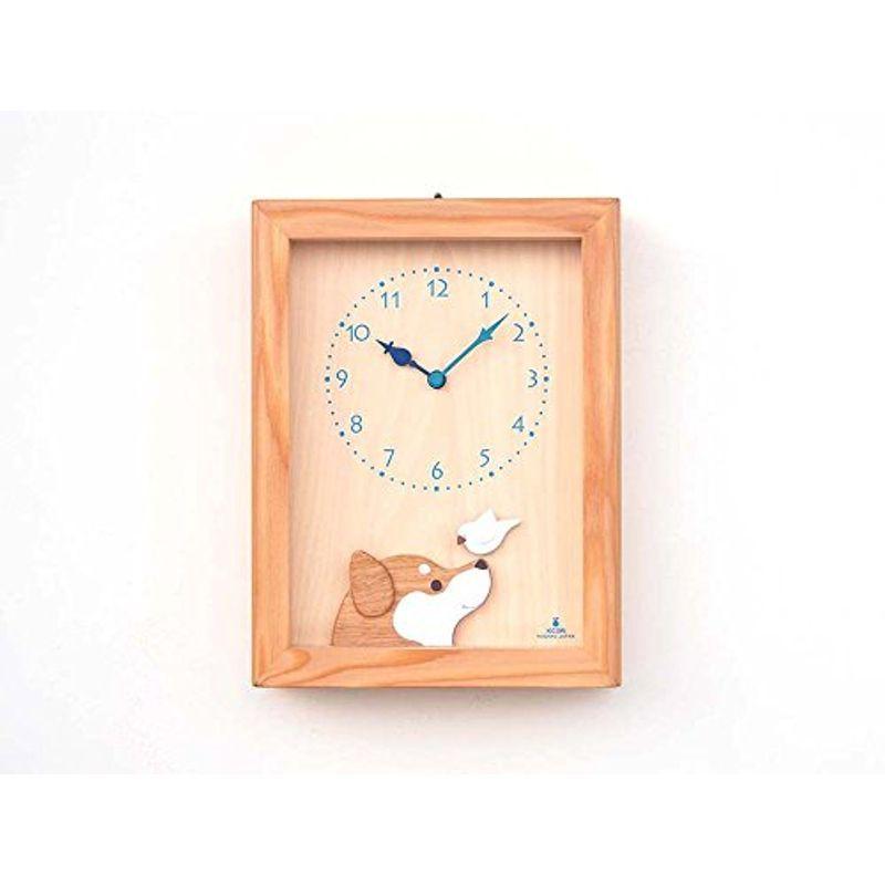 キコリの時計」 木の振子時計 柴犬と白文鳥の時計 chilhue.com