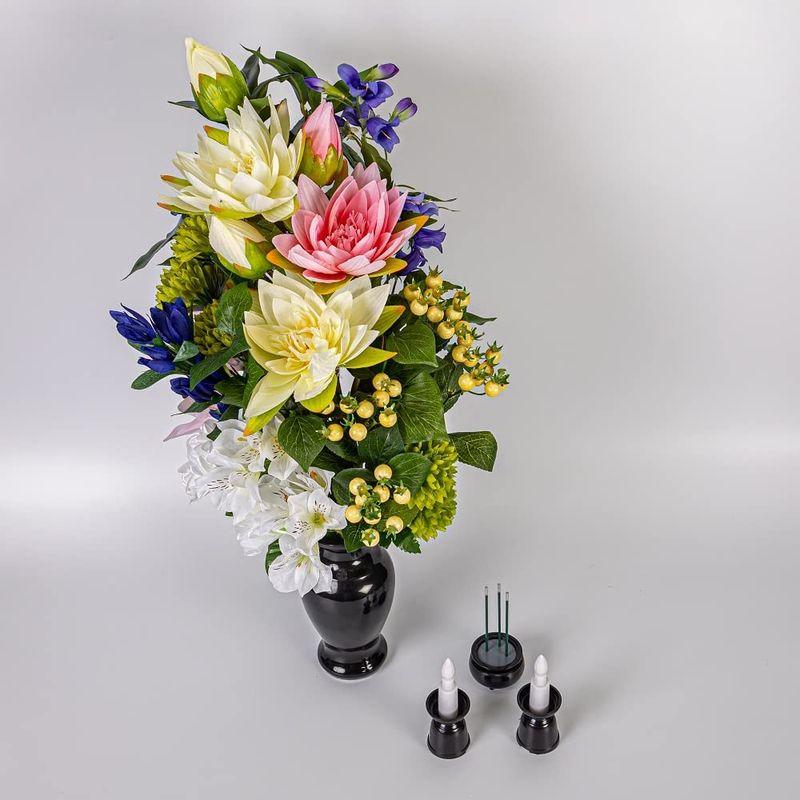 【新版】 ユリ ハス マム しきみ付き 造花 2束 固定具付き 造花 仏花 お墓用 仏壇用 お墓参り お盆 お彼岸 お供え 花 花束 アレンジメント 【2096756630】(12531円)