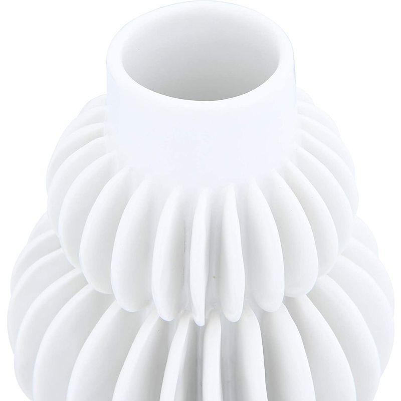 【超美品】 Bloomingville ハンドメイド 5インチ H ストーンウェア ハーフサークルプリーツデザイン 花瓶 ホワイト 【F2268337095】(13557円)