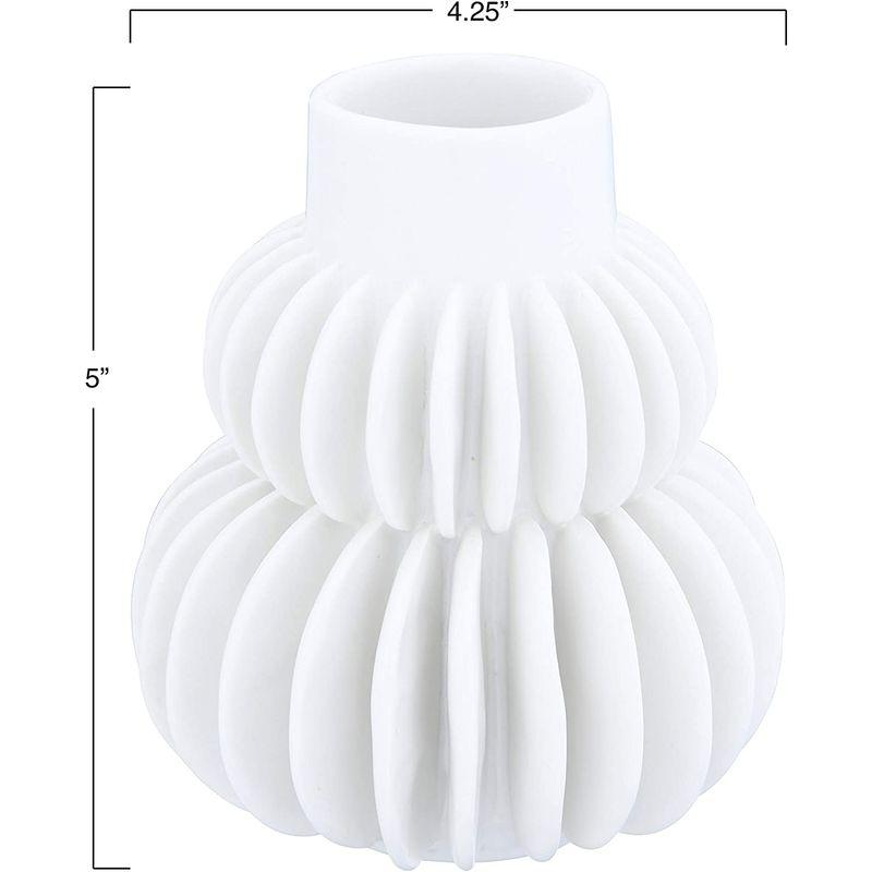 【超美品】 Bloomingville ハンドメイド 5インチ H ストーンウェア ハーフサークルプリーツデザイン 花瓶 ホワイト 【F2268337095】(13557円)