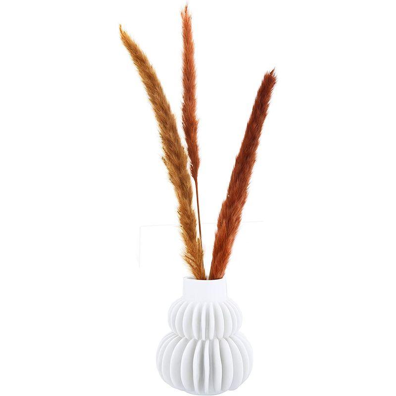 【超美品】 Bloomingville ハンドメイド 5インチ H ストーンウェア ハーフサークルプリーツデザイン 花瓶 ホワイト 【F2268337095】(13557円)