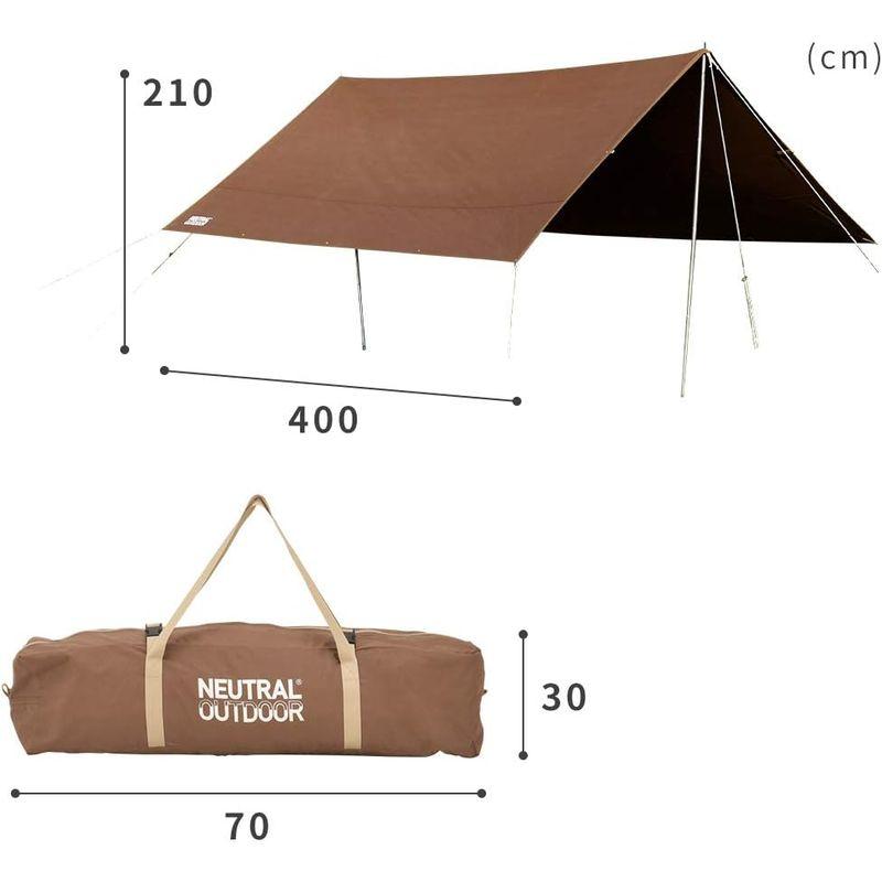 NEUTRAL OUTDOOR(ニュートラルアウトドア) タープテント TC タープ 4.0 ブラウン 4?8人用 収納袋付き NT-TA1 タープテント 8人用 OUTDOOR ニュートラルアウトドア TC タープ ブラウン 収納袋付き NT TA1 展開サイズ