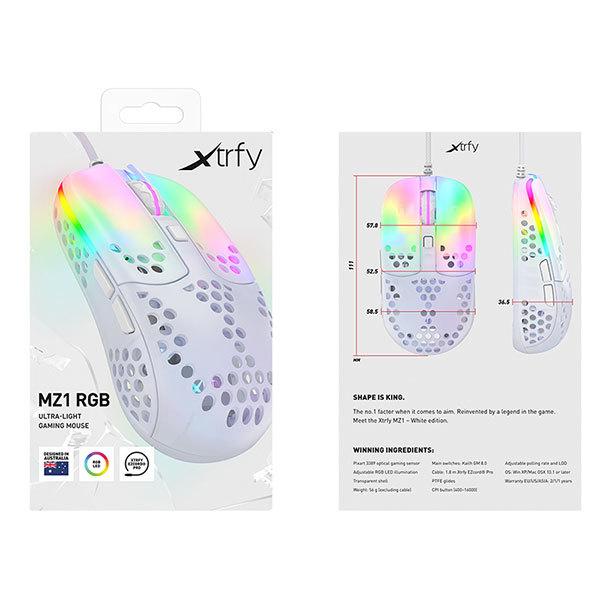 在庫限り》 Xtrfy MZ1 - White Rail 超軽量ゲーミングマウス ホワイト 