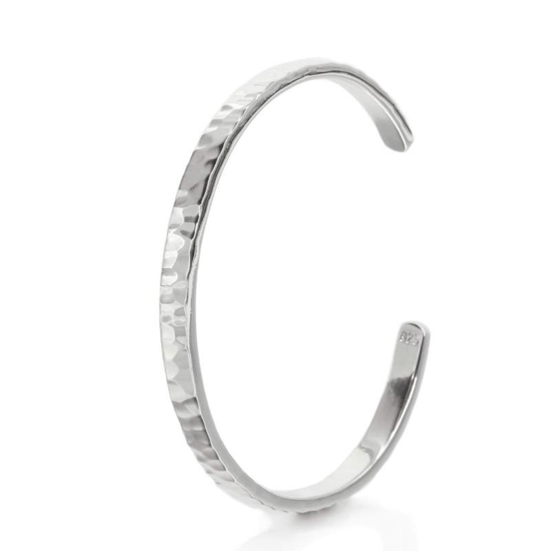 topcode] スターリング シルバー 925 ブレスレット 槌目 バングル