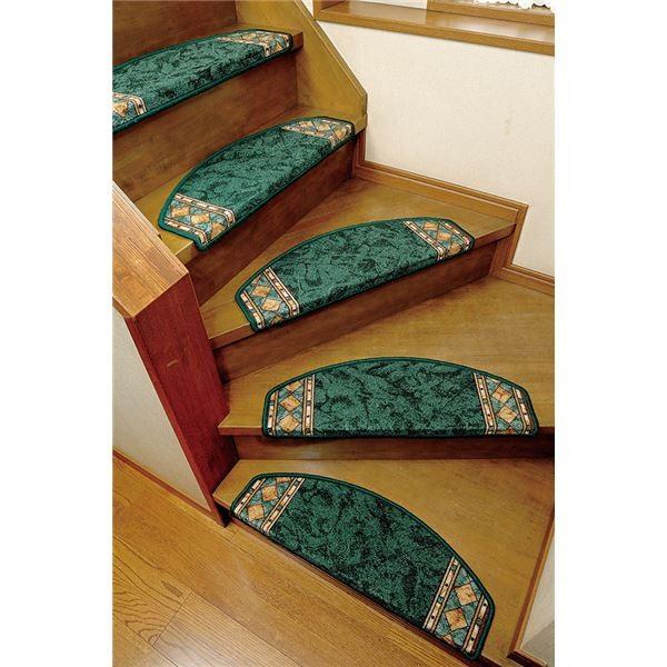大きな取引のヨーロピアン階段マット 14枚組グリーン 64cm 21cm 4cm 防滑仕様両面テープ付きナイロンポーランド製 玄関廊下 代引不可 本日特価メーカー直販 の