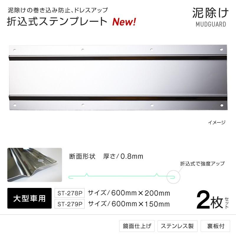 トラック泥よけ ステンレスプレート 泥除け 折り込み式 ステンレスプレート 幅600mm 2枚セット 泥よけ