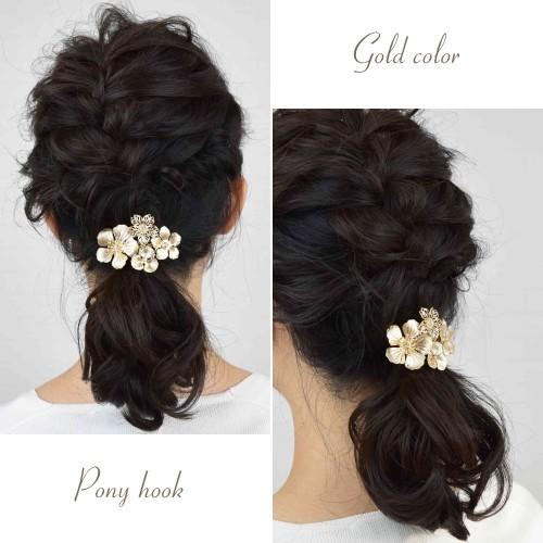 ヘアフック ポニーフック ヘアカフ フラワー アンティーク ゴールド シルバー 結婚式 パーティ お呼ばれ レディース ヘアアクセ デイリー福袋 Clp Shearybijou 通販 Yahoo ショッピング