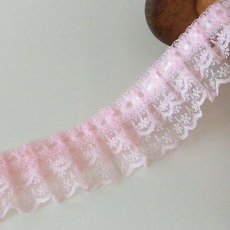 レース 手芸 ラッセルレース 45mm 50cm単位 フリル加工 三段レース